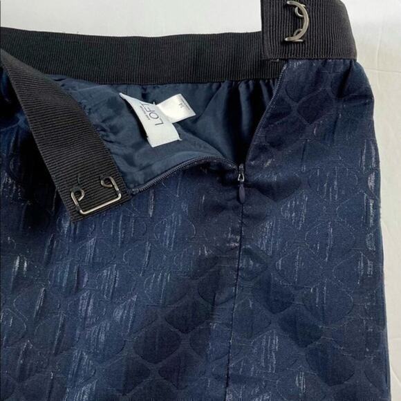 LOFT Metallic Navy Black Whimsical Glam Disco Skirt NWOT Size 2 - Picture 7 of 11